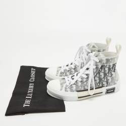 Pre Owned Dior Gry/White PVC and Nylon B23 High Top Sneakers Size 38