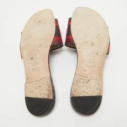 Dior Red/Blue Pop Heart I Love Paris Embroidered Canvas Dway Flat Slides Size 37