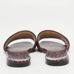 Dior Red/Blue Pop Heart I Love Paris Embroidered Canvas Dway Flat Slides Size 37