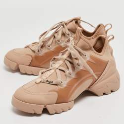 Dior Beige Neoprene and Leather D-Connect Sneakers Size 38