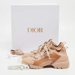 Dior Beige Neoprene and Leather D-Connect Sneakers Size 38
