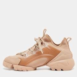 Dior Beige Neoprene and Leather D-Connect Sneakers Size 38