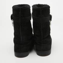 Dior Black Cannage Suede Fur Lined Snow Boots Size 37