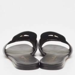 Pre Owned Dior Black Leather 30 Montaigne Flat Slides Size 38