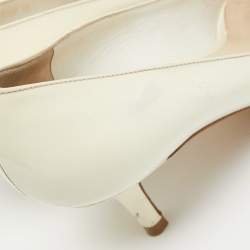 Dior Cream Patent Leather Peep Toe Pumps Size 38