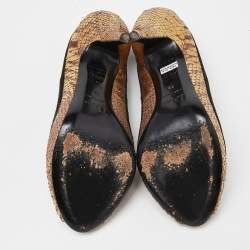 Dior Tri Color Suede and Python Peep Toe Pumps Size 38