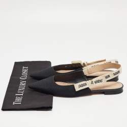 Dior Black Canvas J'Adior Slingback Flat Sandals Size 40