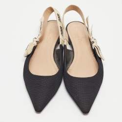 Dior Black Canvas J'Adior Slingback Flat Sandals Size 40