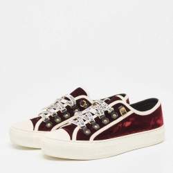 Dior Burgundy Velvet Walk'n'Dior Sneakers Size 38