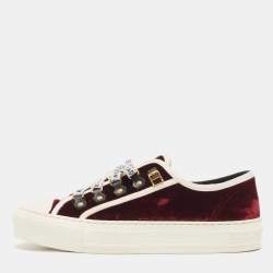Dior Burgundy Velvet Walk'n'Dior Sneakers Size 38