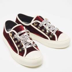 Dior Burgundy Velvet Walk'n'Dior Sneakers Size 38