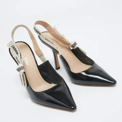 مملوكة مسبقًا Dior Black Patent Leather J'adior Slingback Pumps Size 38