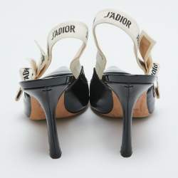 مملوكة مسبقًا Dior Black Patent Leather J'adior Slingback Pumps Size 38