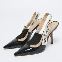 مملوكة مسبقًا Dior Black Patent Leather J'adior Slingback Pumps Size 38