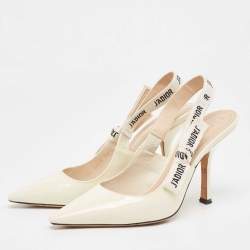 Pre Owned Dior Cream Patent Leather J'adior Slingback Pumps Size 39