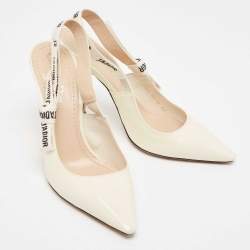 Pre Owned Dior Cream Patent Leather J'adior Slingback Pumps Size 39
