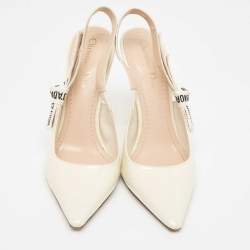 Pre Owned Dior Cream Patent Leather J'adior Slingback Pumps Size 39