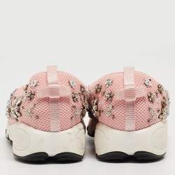 Pre Owned Dior Pink Embellished Mesh Fusion Sneakers Size 36