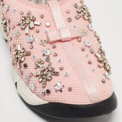 Pre Owned Dior Pink Embellished Mesh Fusion Sneakers Size 36