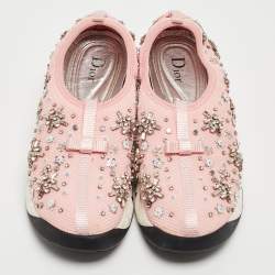 Pre Owned Dior Pink Embellished Mesh Fusion Sneakers Size 36