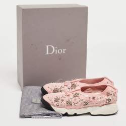 Pre Owned Dior Pink Embellished Mesh Fusion Sneakers Size 36