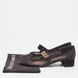 Pre Owned Dior Black Mesh And Suede Trim Baby-D Mary Jane Pumps Size 37