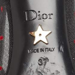 Pre Owned Dior Black Mesh And Suede Trim Baby-D Mary Jane Pumps Size 37