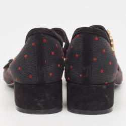 Pre Owned Dior Black Mesh And Suede Trim Baby-D Mary Jane Pumps Size 37