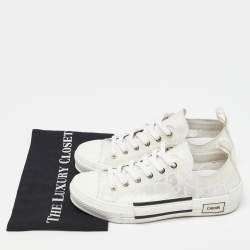 Pre Owned Dior White Oblique Mesh and Rubber B23 Low Top Sneakers Size 39