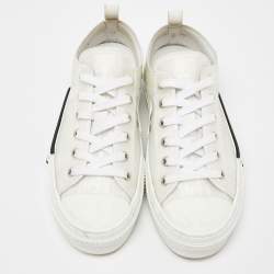 Pre Owned Dior White Oblique Mesh and Rubber B23 Low Top Sneakers Size 39