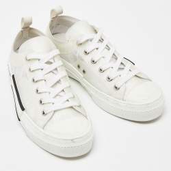Pre Owned Dior White Oblique Mesh and Rubber B23 Low Top Sneakers Size 39