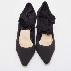 Pre Owned Dior Black Neoprene Lucite Etoile Wedge Pumps Size 37.5