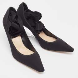 Pre Owned Dior Black Neoprene Lucite Etoile Wedge Pumps Size 37.5