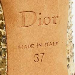 Dior Gold Embossed Python Miss Dior Pumps Size 37