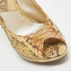 Dior Gold Embossed Python Miss Dior Pumps Size 37