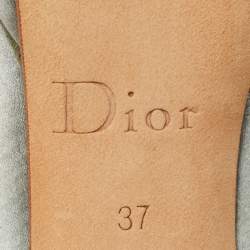 Pre Owned Dior Grey Satin Crystal Embellished Peep Toe Pumps Size 37
