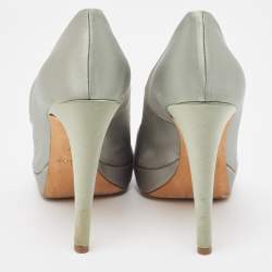 Pre Owned Dior Grey Satin Crystal Embellished Peep Toe Pumps Size 37