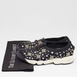 Dior Black Embellished Mesh Fusion Sneakers Size 39