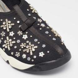 Dior Black Embellished Mesh Fusion Sneakers Size 39