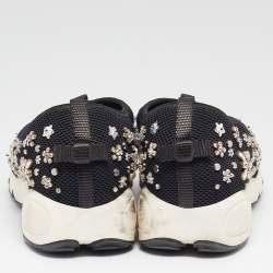 Dior Black Embellished Mesh Fusion Sneakers Size 39