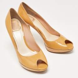 Pre Owned Dior Mustard Patent Leather Miss Dior Pumps Size 41