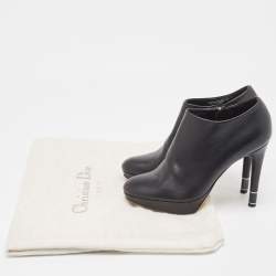 Dior Black Leather Platform Ankle Booties Size 37