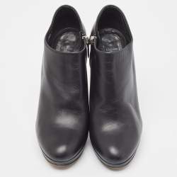 Dior Black Leather Platform Ankle Booties Size 37