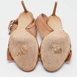 Pre Owned Dior Beige Patent Leather Slingback Sandals Size 41