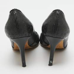 Dior Navy Blue Leather Buckle Round Toe Pumps Size 38.5
