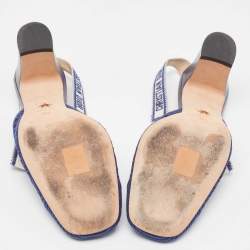 Dior Blue/White Mesh D-Moi Slingback Pumps Size 38.5