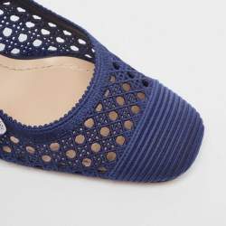 Dior Blue/White Mesh D-Moi Slingback Pumps Size 38.5