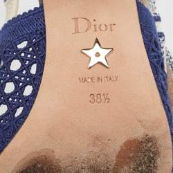 Dior Blue/White Mesh D-Moi Slingback Pumps Size 38.5