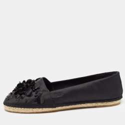 Dior Black Canvas Crystal Embellished Slip On Espadrille Flats Size 42 
