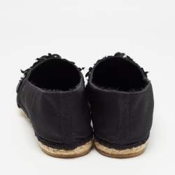 Dior Black Canvas Crystal Embellished Slip On Espadrille Flats Size 42 